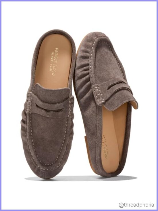 Shoes - 100% Genuine Leather Penny Loafers Mules for Women Memory Foam Slip-On